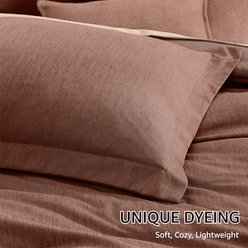 Queen Comforter Set 7 Pieces Terracotta Cationic Dyeing Bed in a Bag