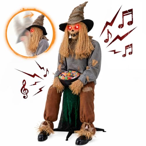 49" Halloween Animatronic Sitting Scarecrow