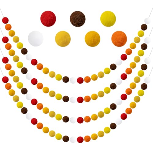 4 Pack Fall Felt Ball Garlands (26.5 Foot)