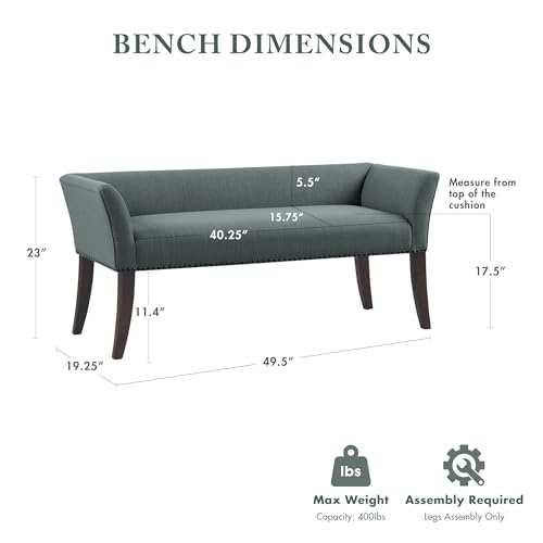 Accent Bench Upholstered with Nailhead Trim