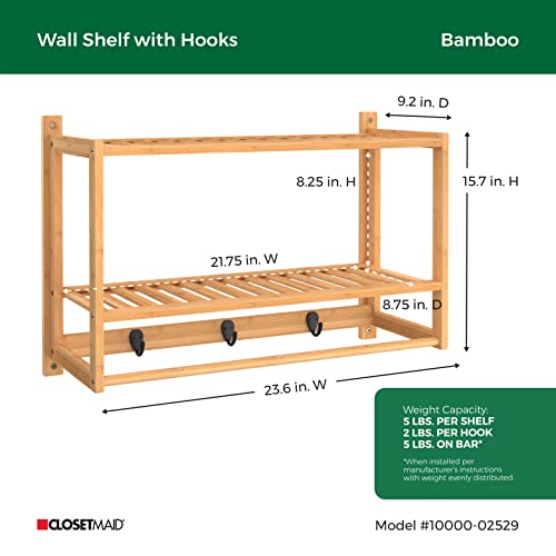 Bamboo Wall Shelf with Towel Bar