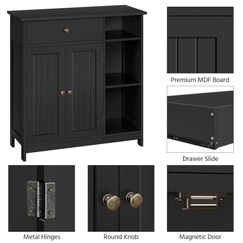 Bathroom Storage Cabinet with Drawer and 2 Beadboard Doors