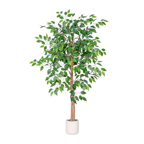 5FT Artificial Ficus Tree with White Planter