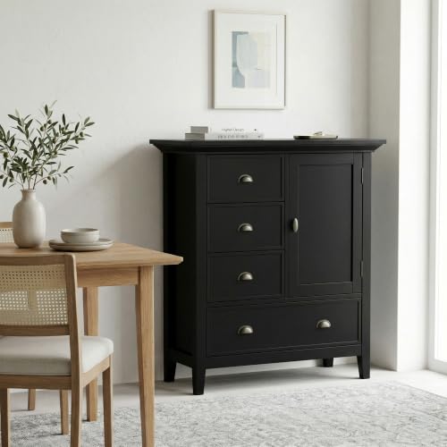 Redmond 39" Wide Solid Wood Storage Cabinet in Black