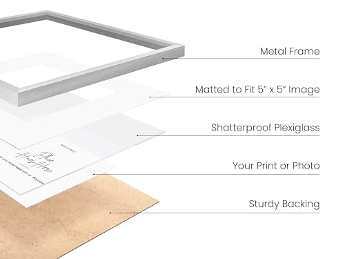 10x10 Silver Metal Picture Frames Matted to 5x5 (3 Count)
