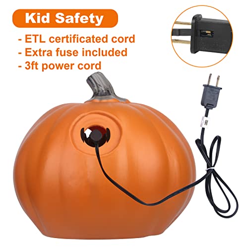 10" Jack-o'-Lantern - Halloween Light Up Pumpkin Lantern with ETL Certified Cord and 2 Safety Fuse - Indoor Outdoor JackoLantern Decoration for Halloween Party Home Décor - Round Lightened Pumpkin (10 inch Sad Face)