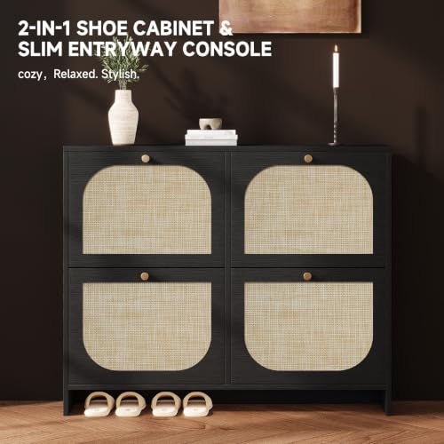 Shoe Cabinet for Entryway with 4 Flip Drawers