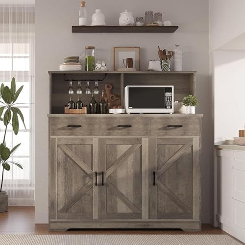 Farmhouse Sideboard Buffet with Microwave Stand