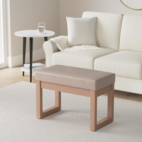 Milltown 27" Wide Vegan Leather Rectangle Ottoman in Ash Blonde