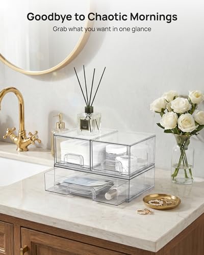 Clear Stackable Storage Drawers Set of 4 (4 Count)