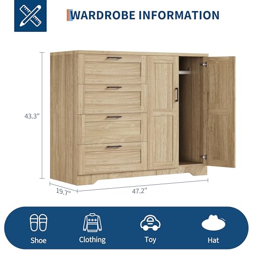 Multifunctional Wooden Dresser for Bedroom