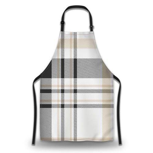 Makeup Apron for Women Plaid Texture Funny Aprons for Men for Kitchen Cooking Restaurant BBQ Painting Crafting Gardening 27”