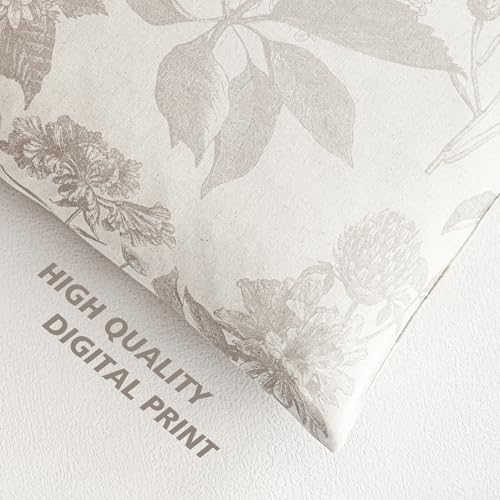 Set of 2 Linen Floral Vintage Throw Pillow Covers Neutral Accent Decorative Cushion Covers Farmhouse Boho Home Decor for Sofa Chair Couch Bedroom Living Room (2 Count)