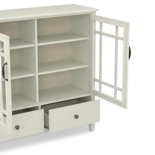 Connaught 46" Wide Solid Wood Tall Cabinet in Antique White