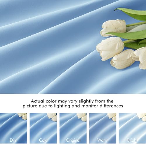 Sky Blue Back Tab Blackout Curtains 52x90 Inch Long 2 Panels Set (2 Count)