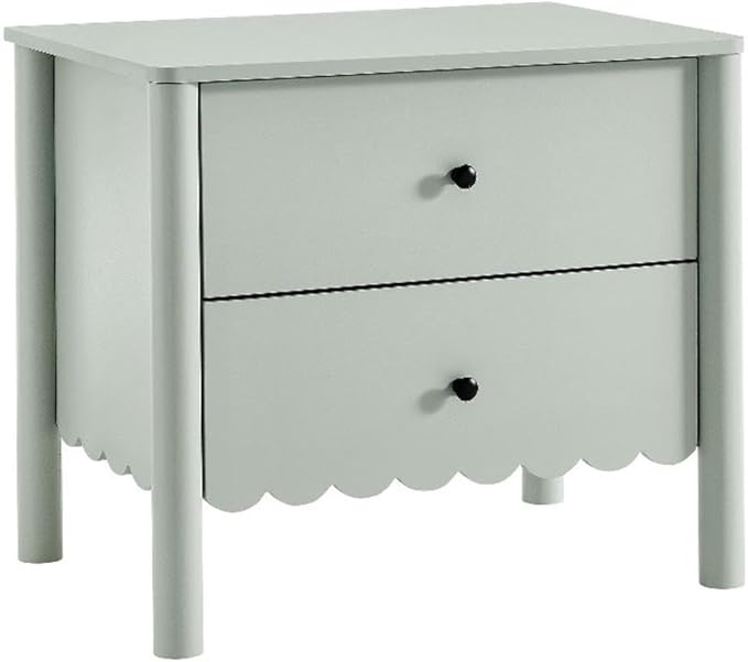 Modway Emmeline Scalloped 2-Drawer Nightstand in Sage