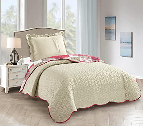 Burgundy Heart Love & Lace Patchwork Quilt Set