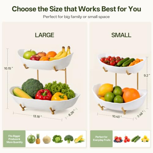 Large Tiered Fruit Bowl for Kitchen Counter
