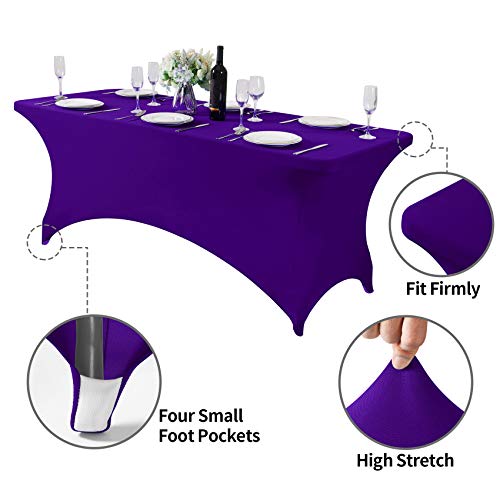 2Pack Spandex Table Cover for 6Ft or 4fT or 8ft Table Universal Fitted Stretch Tablecloth for Party (2 Count)