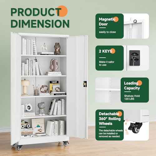 Metal Garage Storage Cabinets with Lock Door and Adjustable Shelves