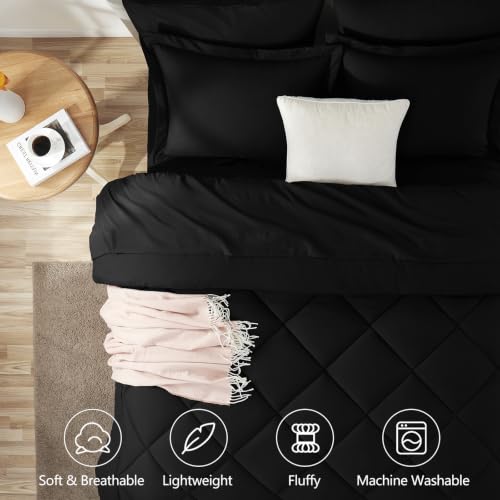 Queen Comforter Set with Sheets Black