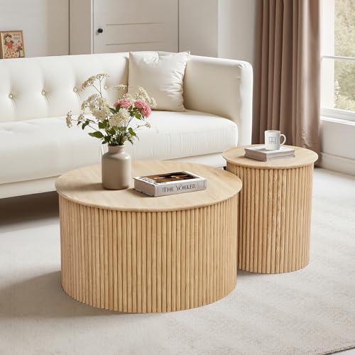 Fluted Round Nesting Coffee Table Set of 2 (2 Count)