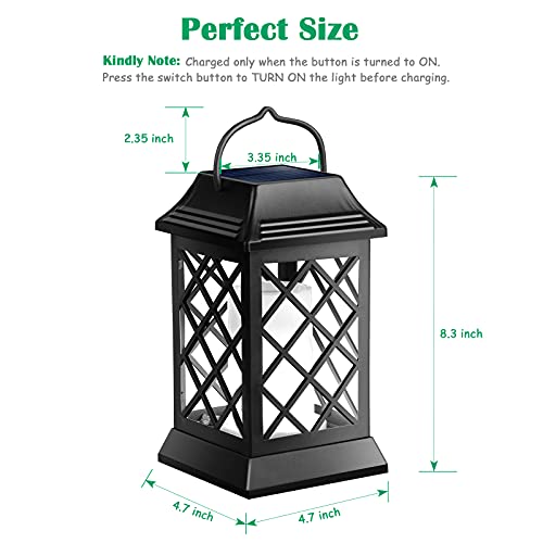 Flickering Flame Solar Lights Outdoor Metal Hanging Lantern (2 Count)