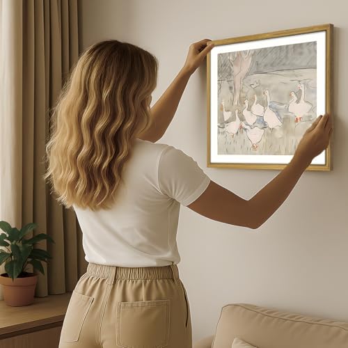 Vintage Framed Goose Wall Art Watercolor Print