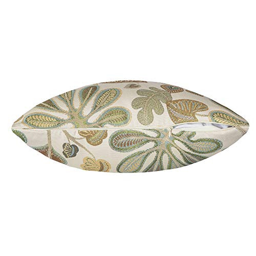 Set of 2 Jacquard Tropical Leaf Pattern Throw Pillow Covers Decorative Pillowcase 20X20 Inches (2 Count)