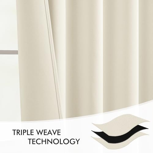 Birch Back Tab Blackout Curtains 52x90 Inch Long 2 Panels Set (2 Count)