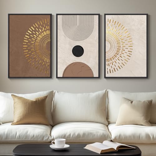 Framed Boho Neutral Minimalist Abstract Wall Art (3 Count)
