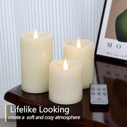 Flameless Candles Battery Operated with Remote Timer (3 Count)