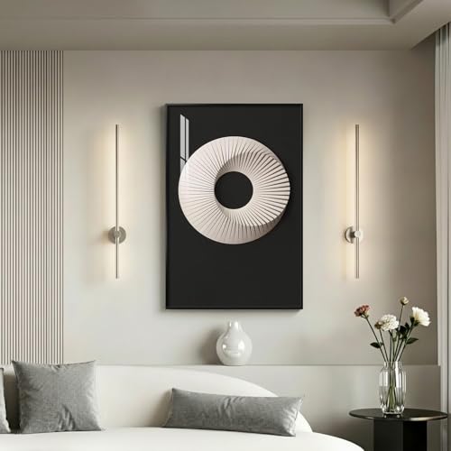 Large Framed Black and White Geometric Abstract Wall Art