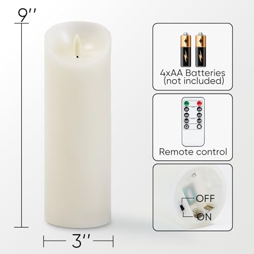 9" x 3" Flickering Flameless Candles (2 Count)