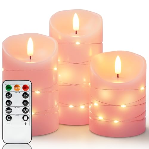 Flameless Candles with String Lights (3 Count)