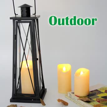 Outdoor Battery Operated Flameless LED Pillar Candles Remote Timer 3 Pack (3 Count)