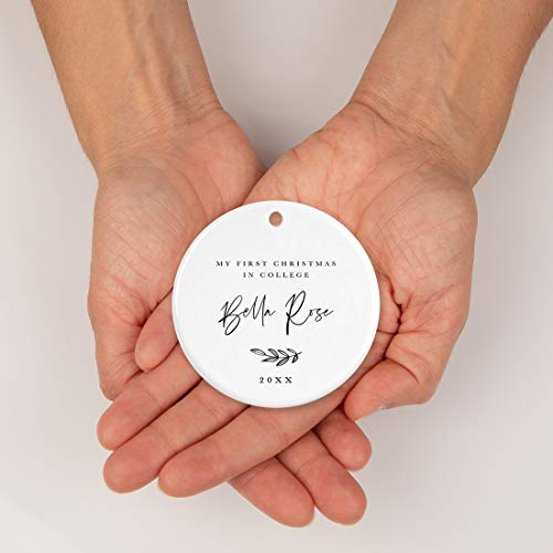 Personalized Round Ceramic Porcelain Christmas Tree Ornament Keepsake Collectible Gift