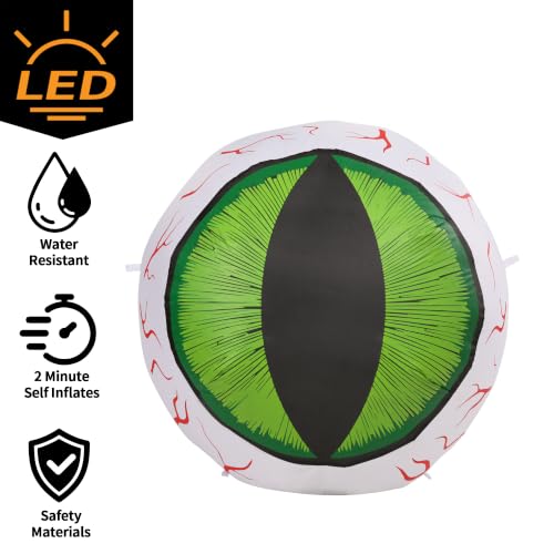 4FT Halloween Outdoor Inflatable Eyeball Yard Decor with LED Lights (4FT)