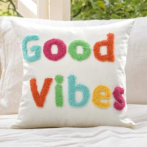 Boho Throw Pillow Covers 18*18 Spring Decorative Tufted Letters