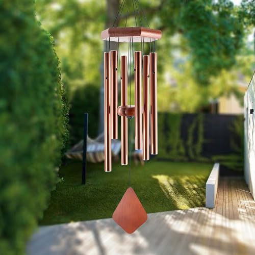 Outdoor Wind Chimes 28 inch Red Copper Garden Patio Gift Patio Porch Home