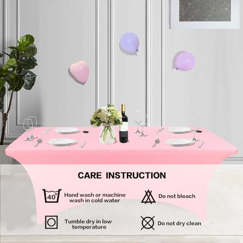 8FT Table Cloth for Rectangular Spandex Light Pink Table Cover