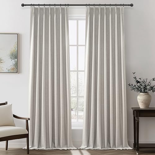 Natural Melange Taupe 120 Inch Extra Long Curtains for Living Room 2 Panels Set (2 Count)