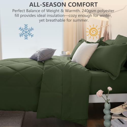 Queen Comforter Set Olive Green