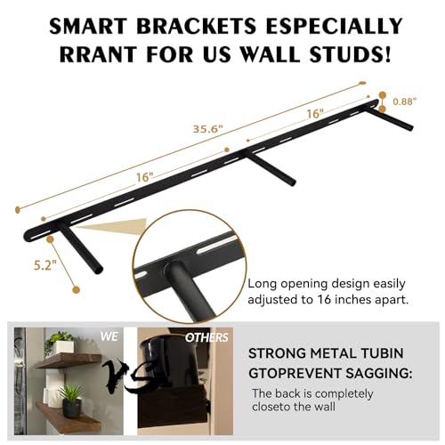 Wood Floating Shelves for Wall 54 inch Set of 2 (2 Count)