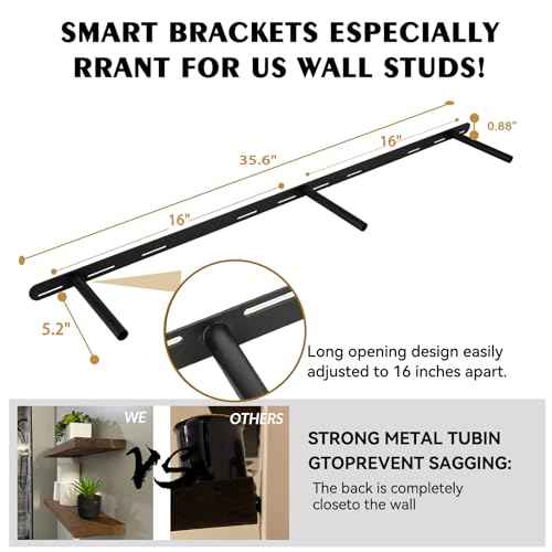 Wood Floating Shelves for Wall 60 inch Set of 2 (2 Count)