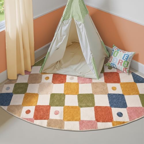 Corner Rug Washable Kids Rug Colorful Classroom Reading Nook Mat (25 Sq Ft)