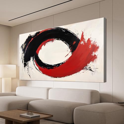 Abstract Wall Art Decor Black Red Wall Art Picture for Living Room 24"x48"