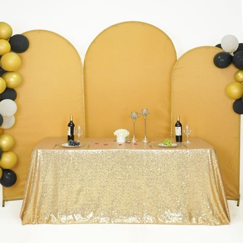 Sequin Tablecloth 60x102 Inch Light Gold for Wedding Party