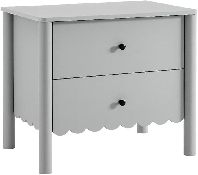 Modway Emmeline Scalloped 2-Drawer Nightstand in Light Gray