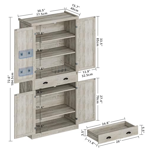 Storage Cabinet with Drawers and Doors for Living Room and Entryway